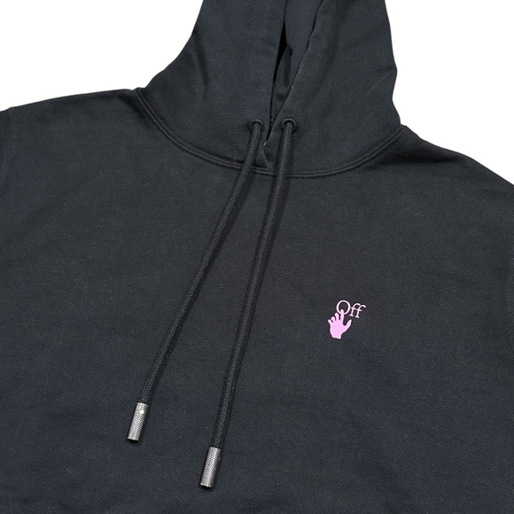 Off White Virgil Abloh SS 2020 Floral Black Heavyweight Terry Hoodie Mens XXS - Picture 3 of 14